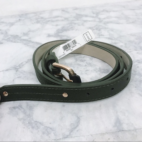 Jones New York Faux Leather Olive Studded Belt - Picture 2 of 8